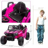12V Kids Electric 2WD Off-Road UTV Ride-On Truck with Music in Rose Red