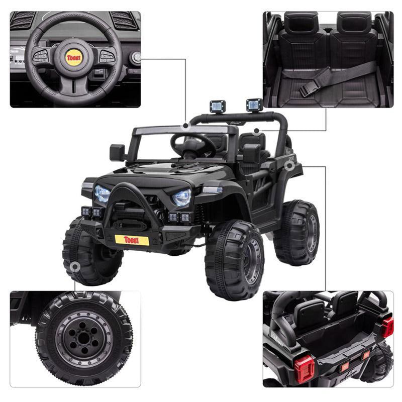 TOBBI 12V Kids Electric Ride On SUV Truck Car with 3 Speeds, Black