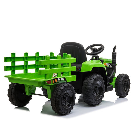 12V Battery-Powered Kids Electric Ride-On Tractor with Trailer Vehicle