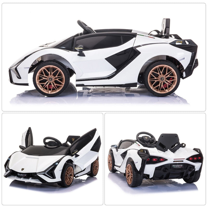 TOBBI 12V Kids Lamborghini Sian Ride-On Car with DIY Sticker Kit - Officially Licensed Electric Toy