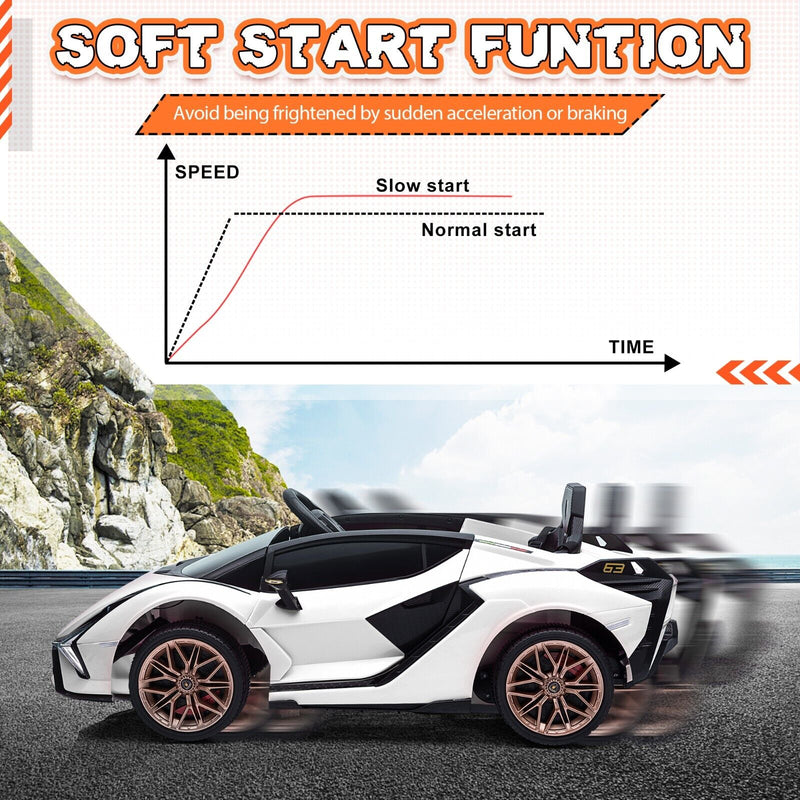 TOBBI 12V Kids Lamborghini Sian Ride-On Car with DIY Sticker Kit - Officially Licensed Electric Toy