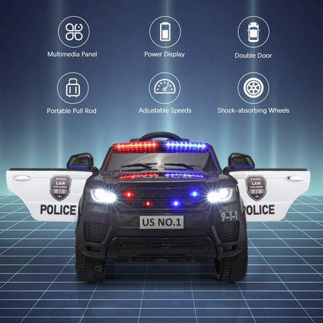 12V Kids Police Ride-On SUV Car with Parental Remote Control