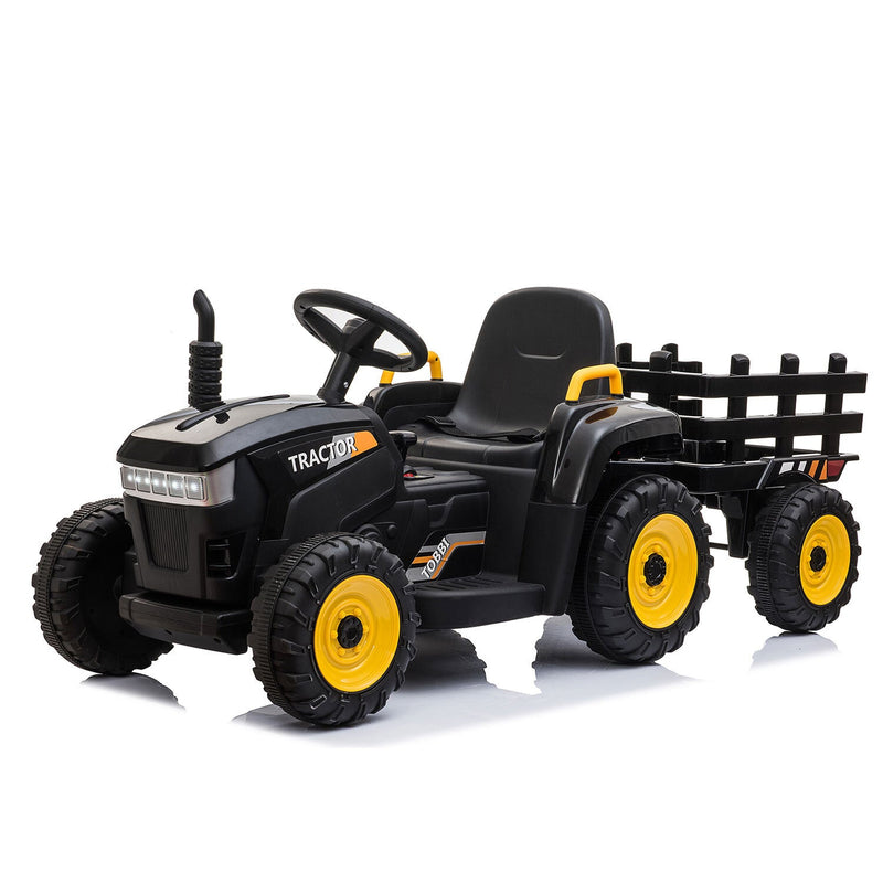 12V Electric Ride-On Kids Tractor with Battery Powered Toy Car and Trailer