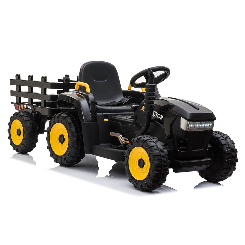 12V Electric Ride-On Kids Tractor with Battery-Powered Toy Car and Trailer