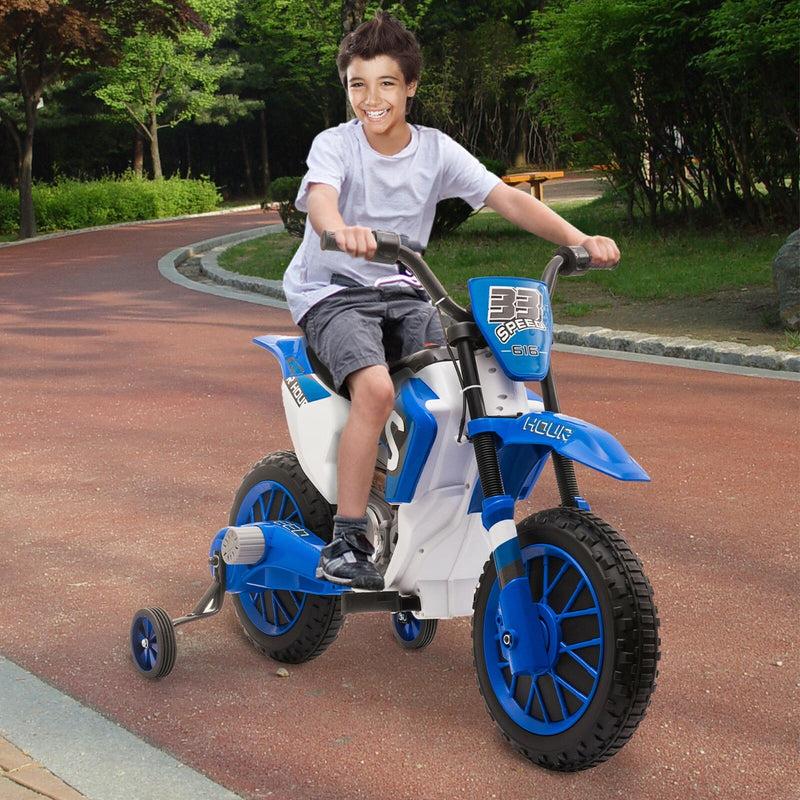 12V Kids Electric Ride-On Motorcycle with Training Wheels and 2 Speeds