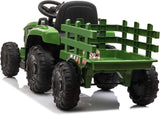 12V Battery-Powered Kids Ride-On Tractor Toy with Trailer and 35W Dual Motors