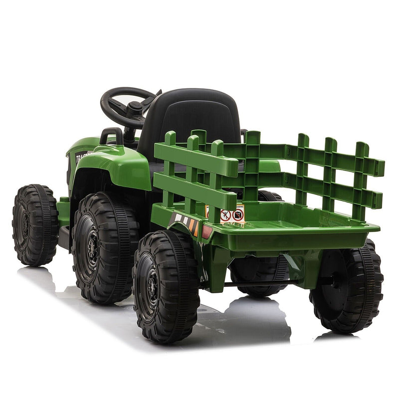 TOBBI 12V Kids Ride-On Tractor with Detachable Trailer and Illuminating Lights