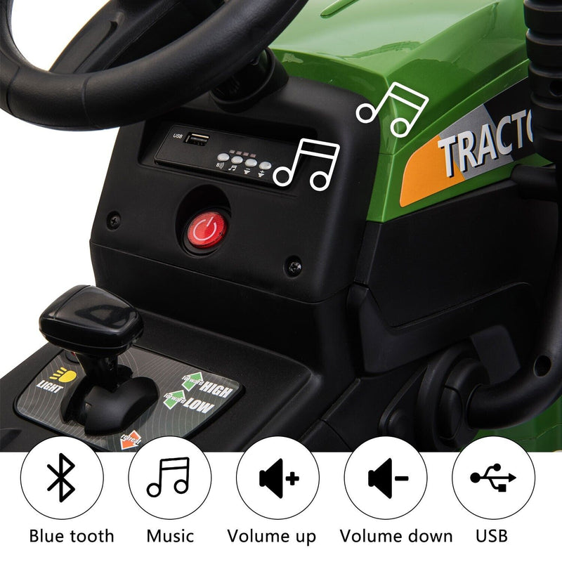 TOBBI 12V Kids Ride-On Tractor with Detachable Trailer - Electric Vehicle for Young Farmers
