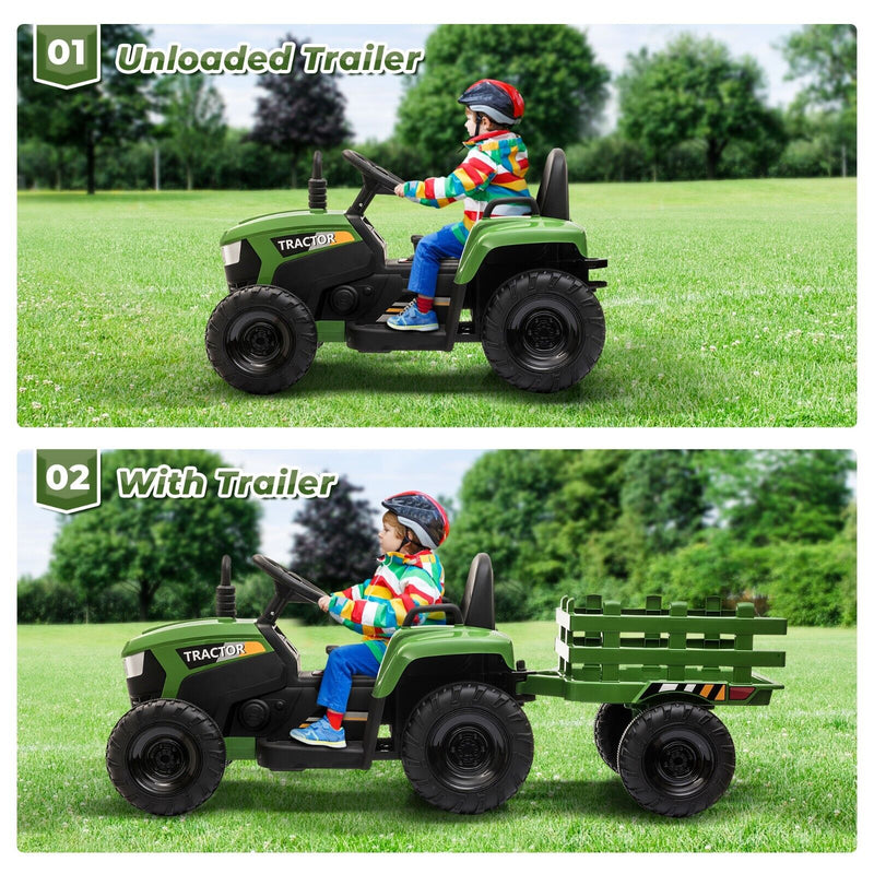 TOBBI 12V Kids Ride-On Tractor with Detachable Trailer - Electric Vehicle for Young Farmers
