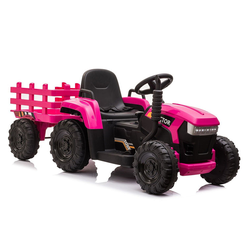 TOBBI 12V Electric Tractor for Kids with Trailer and Dual Motors - Perfect Gift for Young Drivers