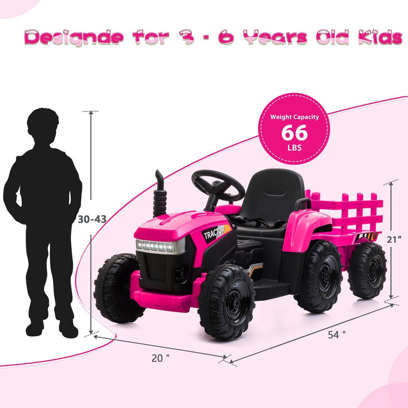 TOBBI 12V Kids Ride-On Tractor with Trailer and Dual Motors - Perfect Gift for Young Drivers