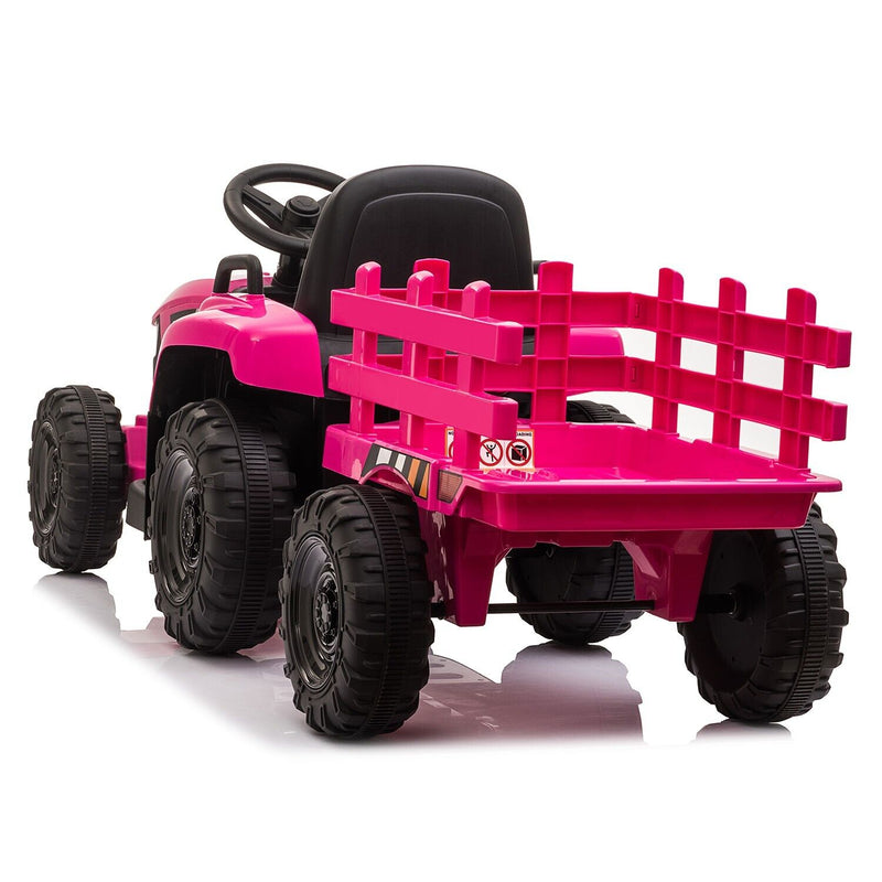 TOBBI 12V Kids Ride-On Tractor with Trailer and Dual Motors - Perfect Gift for Young Drivers