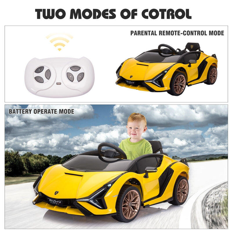 TOBBI 12V Lamborghini SIAN Electric Ride-On Car for Kids with 2.4G Remote Control