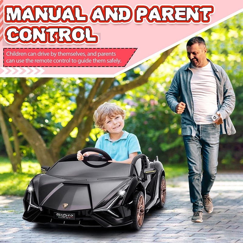 TOBBI 12V Lamborghini Sian Licensed Kids Electric Ride on Car with Parental Remote Control