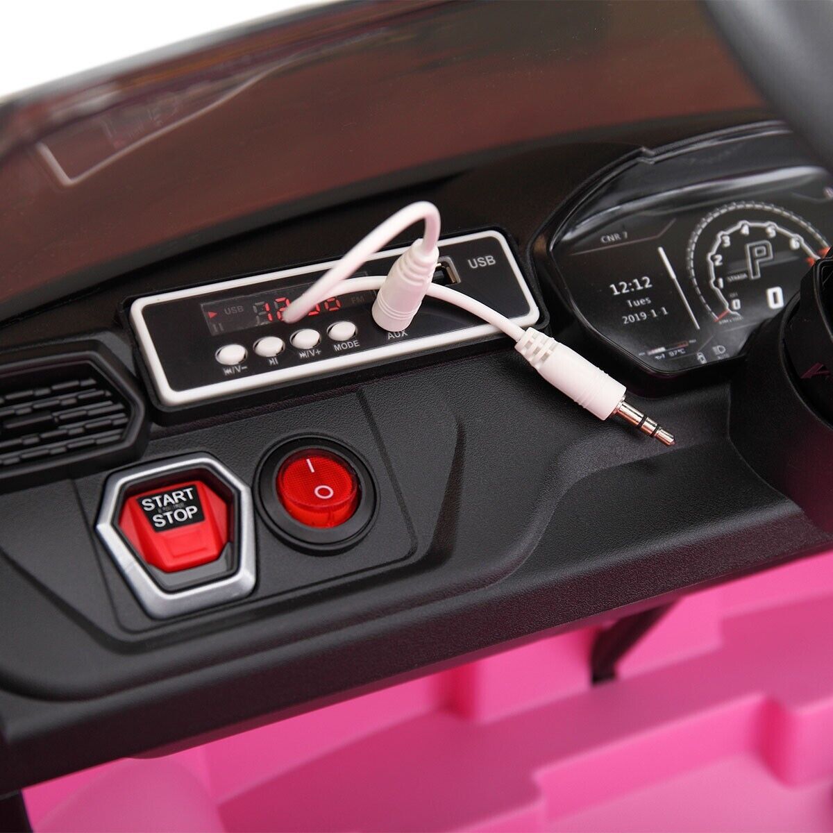 TOBBI 12V Lamborghini SUV Ride-On Car for Kids with Remote Control, MP3 Player, and Pink Color