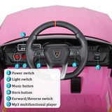 TOBBI 12V Lamborghini SUV Ride-On Car for Kids with Remote Control, MP3 Player, and Pink Color