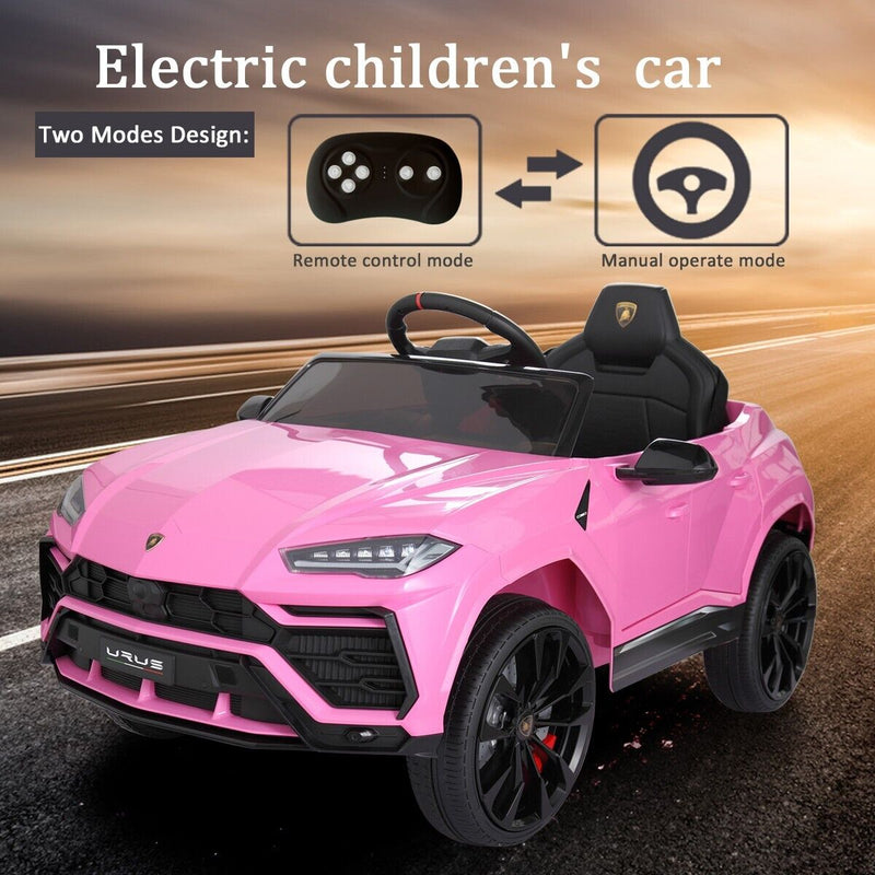 TOBBI 12V Pink Lamborghini SUV Ride-On Car with Remote Control and MP3 Player for Kids