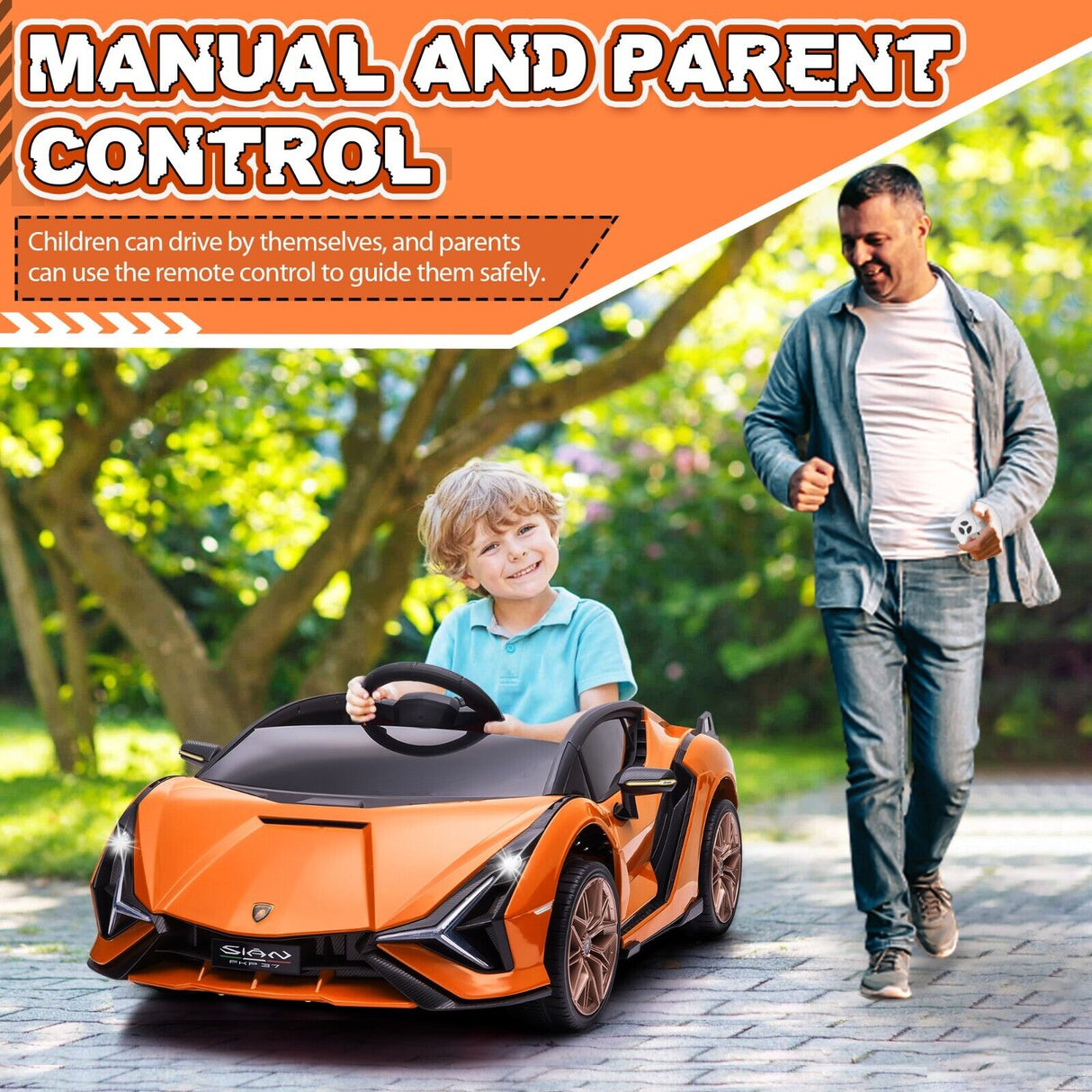 TOBBI 12V Licensed Lamborghini Sian Battery Powered Ride On Car for Kids with Remote Control
