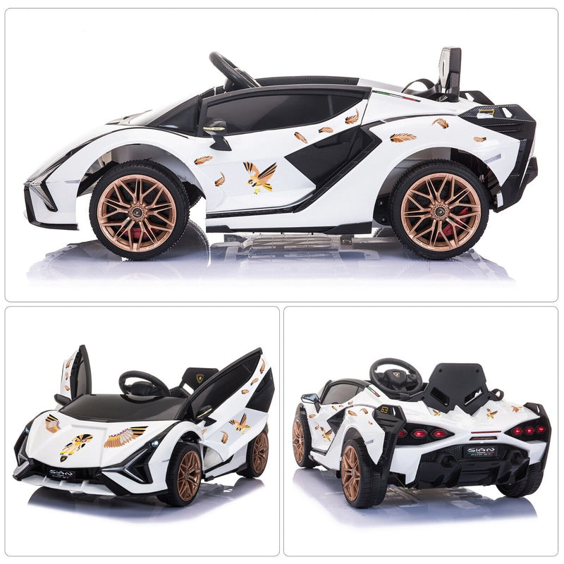 TOBBI 12V Licensed Lamborghini Sian Electric Kids Ride-On Car with Customizable Stickers