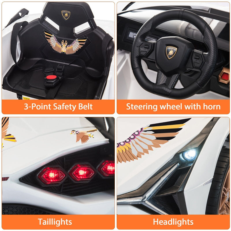 TOBBI 12V Licensed Lamborghini Sian Electric Kids Ride-On Car with Customizable Stickers