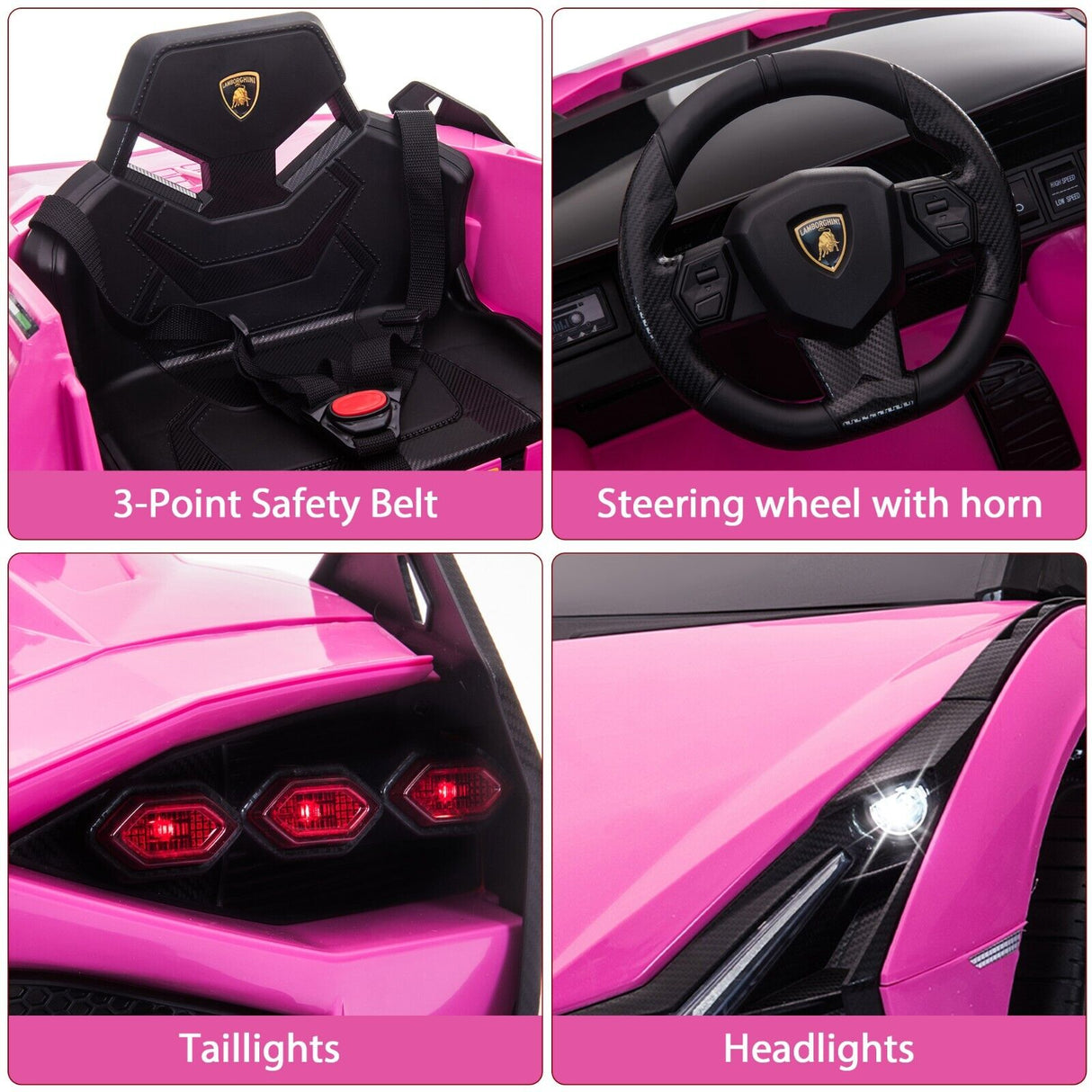 TOBBI 12V Licensed Lamborghini Sian Electric Ride-On Car for Kids with Remote Control
