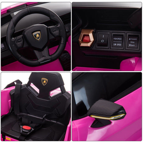 TOBBI 12V Licensed Pink Lamborghini Sian Kids Ride On Car with Remote Control - Plastic Toy for Endless Fun
