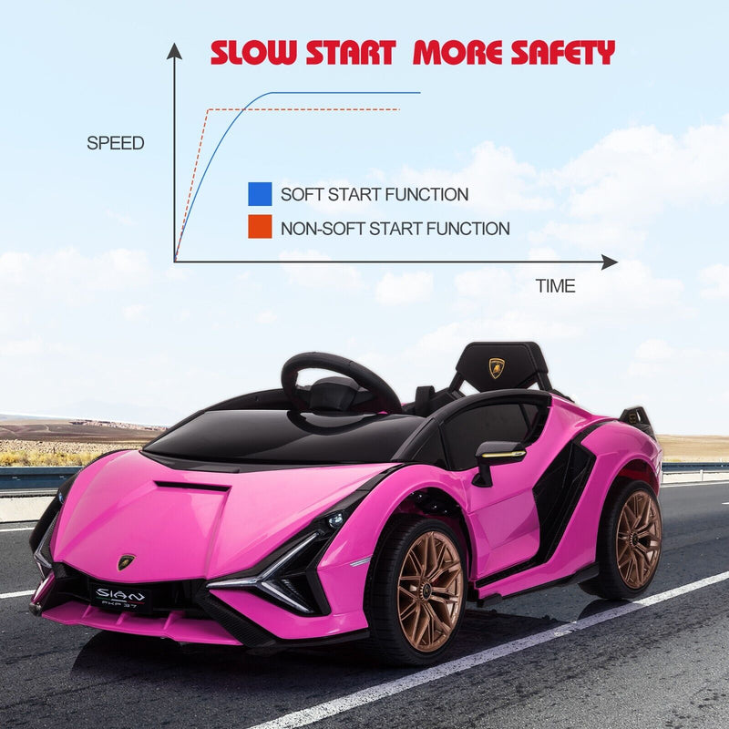 TOBBI 12V Licensed Pink Lamborghini Sian Kids Ride On Car with Remote Control - Plastic Toy for Endless Fun