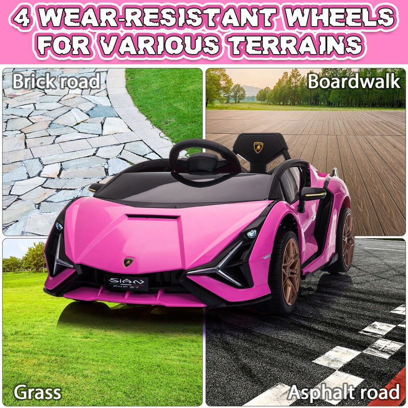 TOBBI 12V Licensed Pink Lamborghini Sian Kids Ride On Car with Remote Control - Plastic Toy for Endless Fun