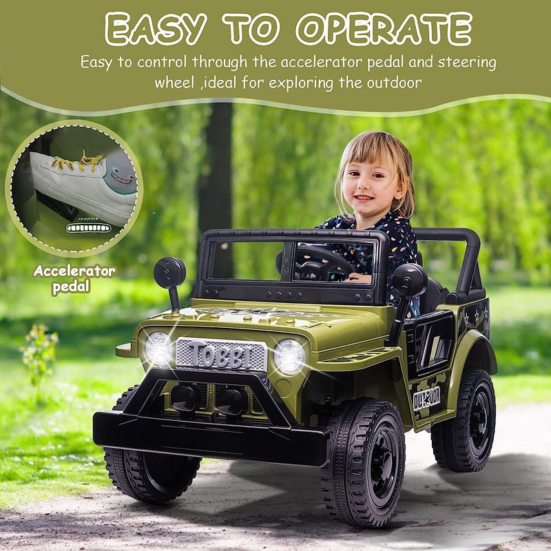 12V Battery-Powered Kids Off-Road Ride-On Truck with 4 Wheels