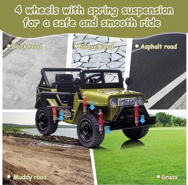 12V Battery-Powered Kids Off-Road Ride-On Truck with 4 Wheels