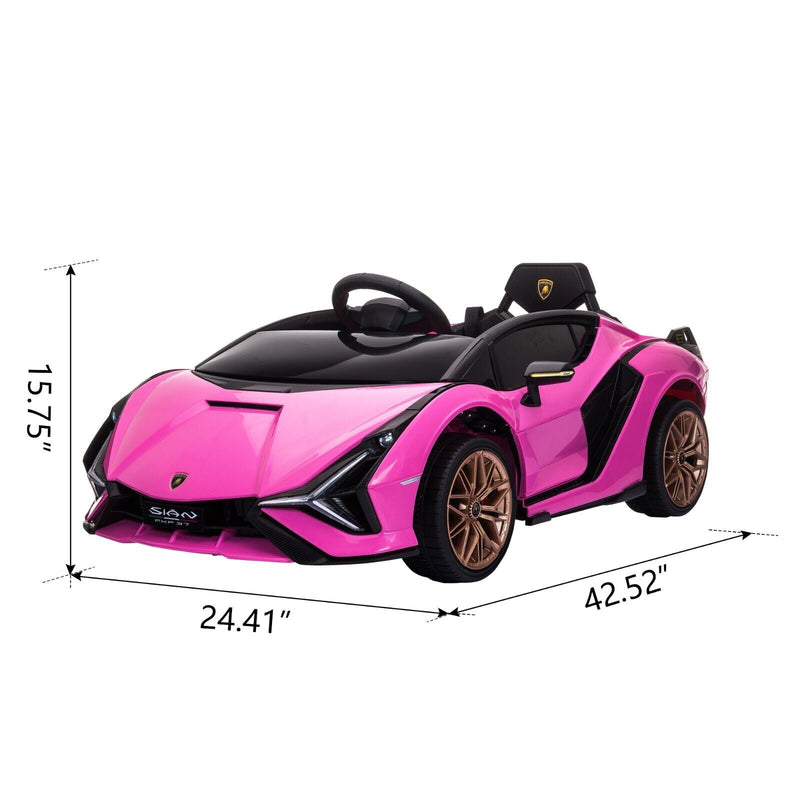 TOBBI 12V Pink Lamborghini SIAN Electric Ride-On Car for Kids with Remote Control