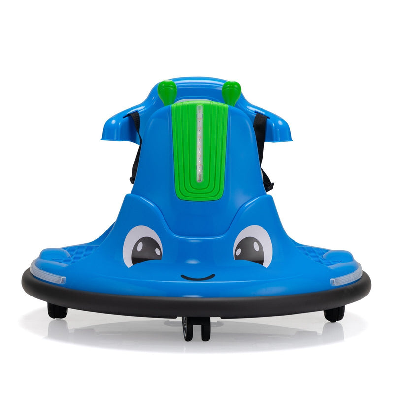 12V Ride-On Bumper Car with 360° Spinning, Remote Control, Dual Motors, and LED Lights