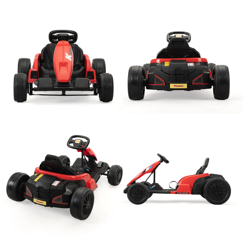 24V Kids Electric Drifting Go-Kart with Dual 85W Motors, 8mph Max Speed, and Built-in Music