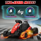 24V Kids Electric Drifting Go-Kart with Dual 85W Motors, 8mph Max Speed, and Built-in Music