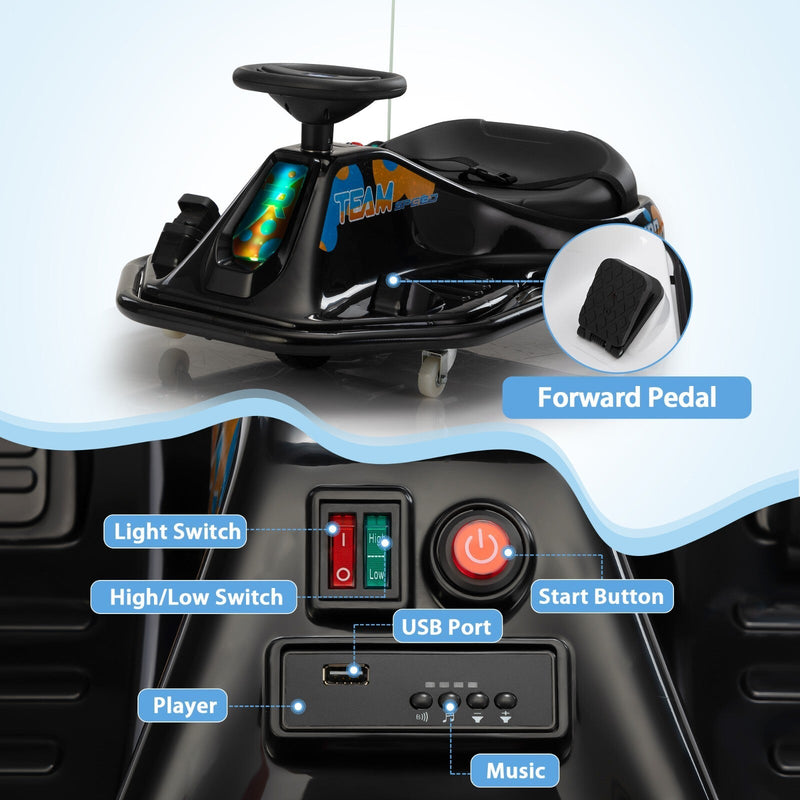 24V Electric Ride-On Drift Go-Kart Toy for Kids Ages 6-12