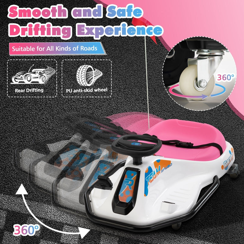 24V Electric Ride-On Drift Go-Kart Toy for Kids Ages 6-12