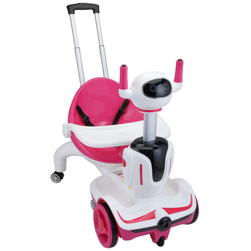 TOBBI 3-in-1 Electric Ride-On Robot Buggy for Kids with Remote Control - Pink