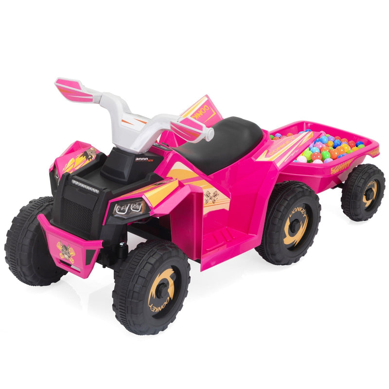 6V Kids Electric Ride-On ATV Tractor with 4 Wheels, Trailer, and Music