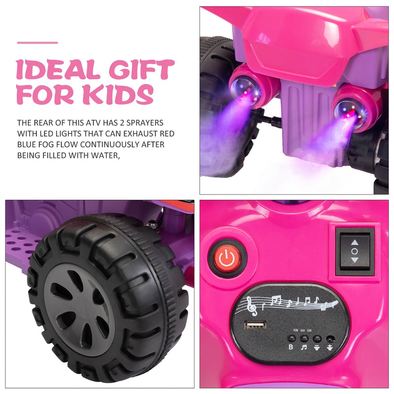 6V Electric Kids 4-Wheel ATV Quad Bike with Sprayers