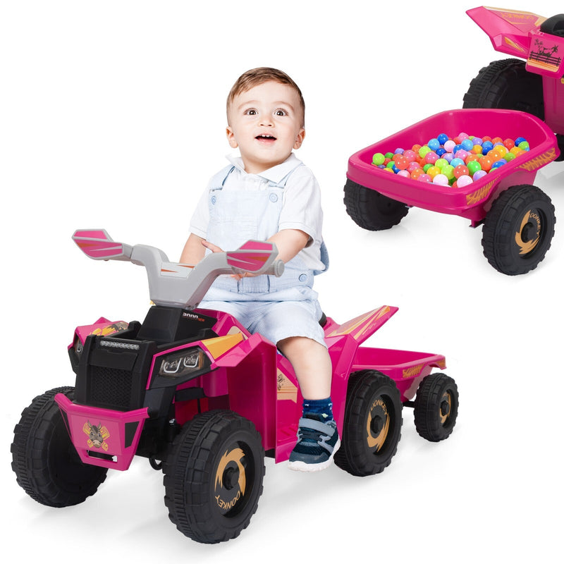 6V Electric Ride-On Quad Bike with Trailer for Toddlers Ages 3-6