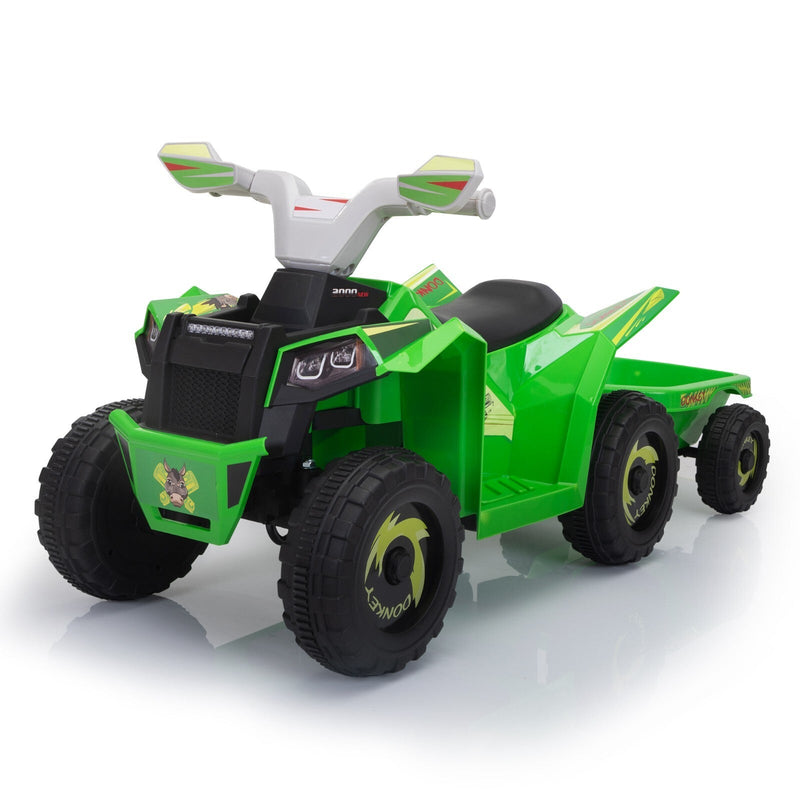 6V Electric Ride-On Quad Bike with Trailer for Toddlers Ages 3-6