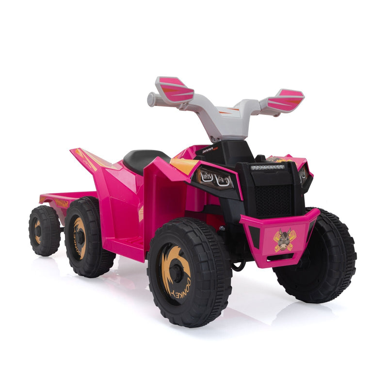 6V Electric Ride-On Quad Bike with Trailer for Toddlers Ages 3-6