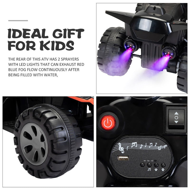 6V Battery-Powered Kids Electric Ride-On ATV Quad Car with Music and LED Lights