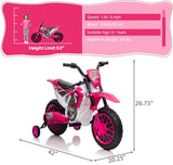Electric 12V Kids Ride-On Dirt Bike Motorcycle with Training Wheels and 2 Speeds
