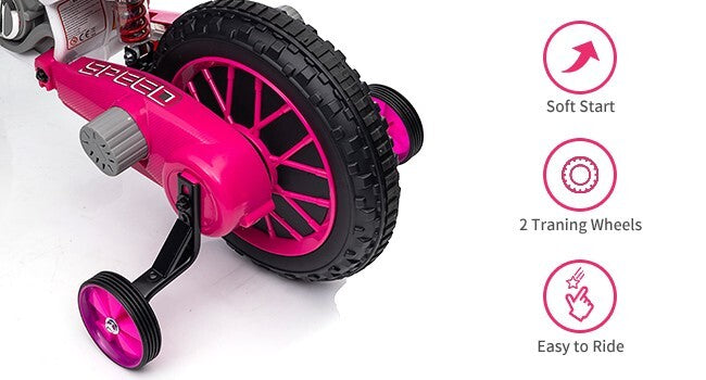 Electric 12V Kids Ride-On Dirt Bike Motorcycle with Training Wheels and 2 Speeds