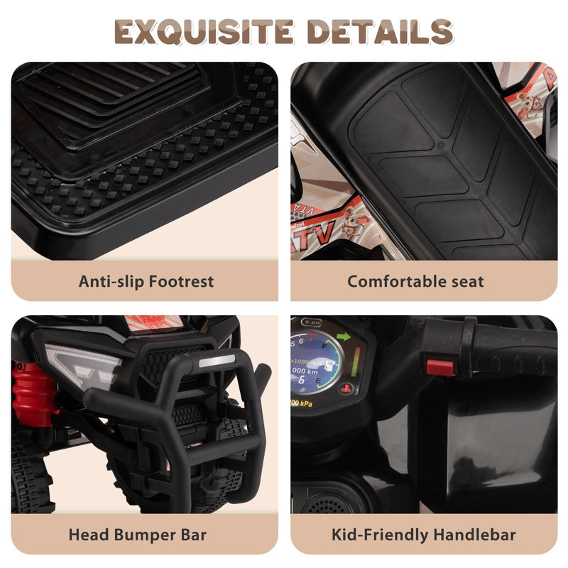 6V Electric Kids Ride-On ATV Quad 4-Wheeler Toy Car with Music