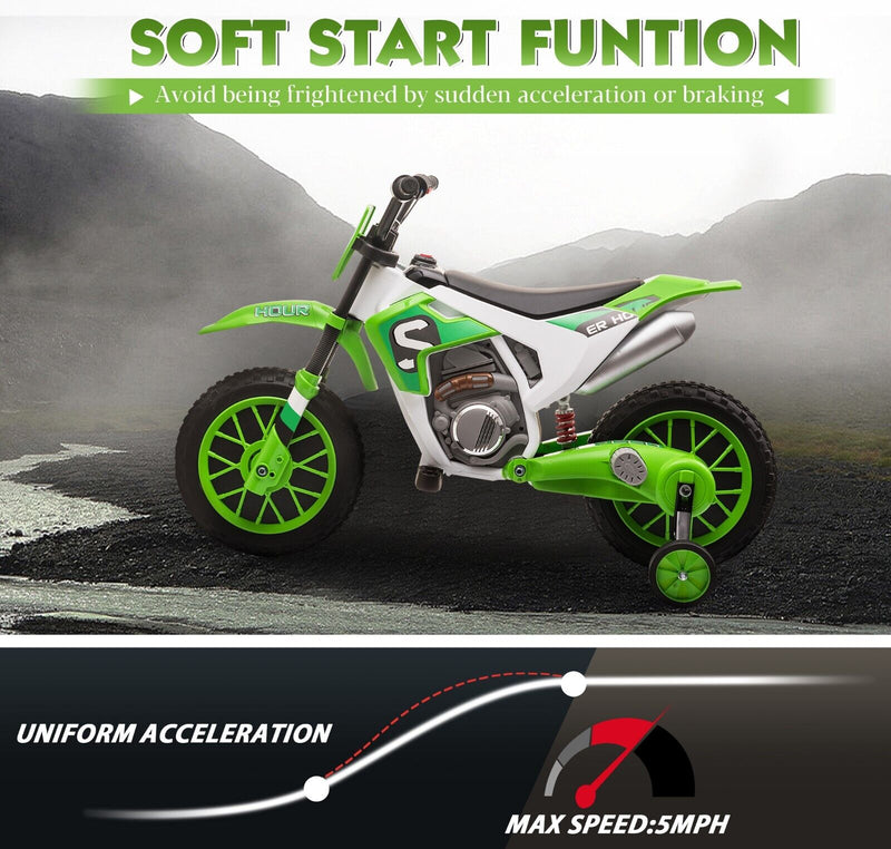 TOBBI Kids Electric Motorbike with Training Wheels - All-in-One Kid-Powered Ride