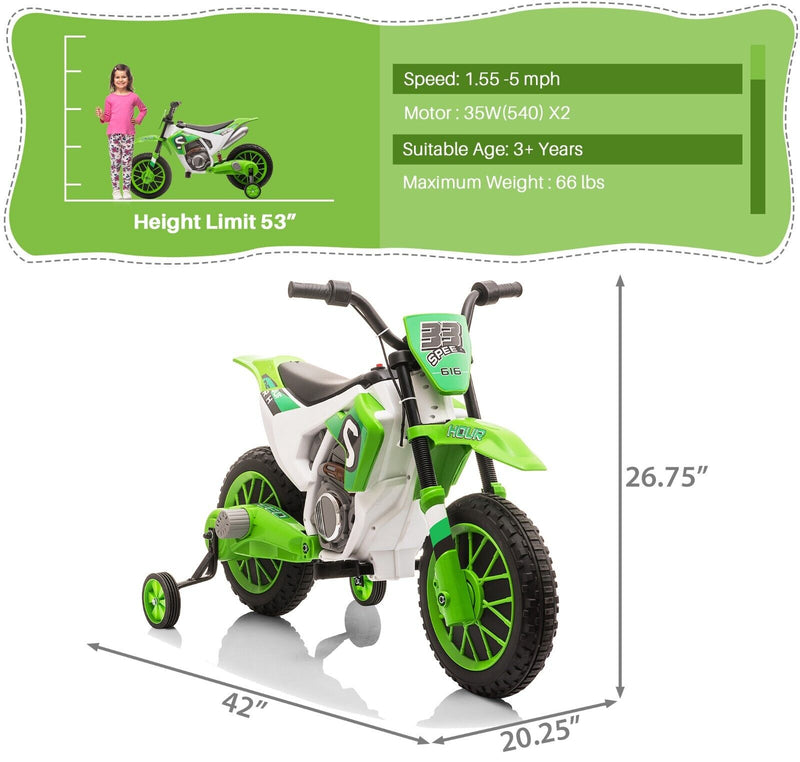 TOBBI Kids Electric Motorbike with Training Wheels - Fun and Safe Ride-On Vehicle