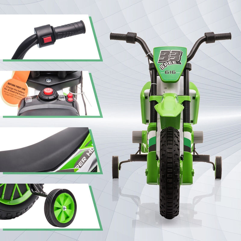 TOBBI Kids Electric Motorbike with Training Wheels - Fun and Safe Ride-On Vehicle