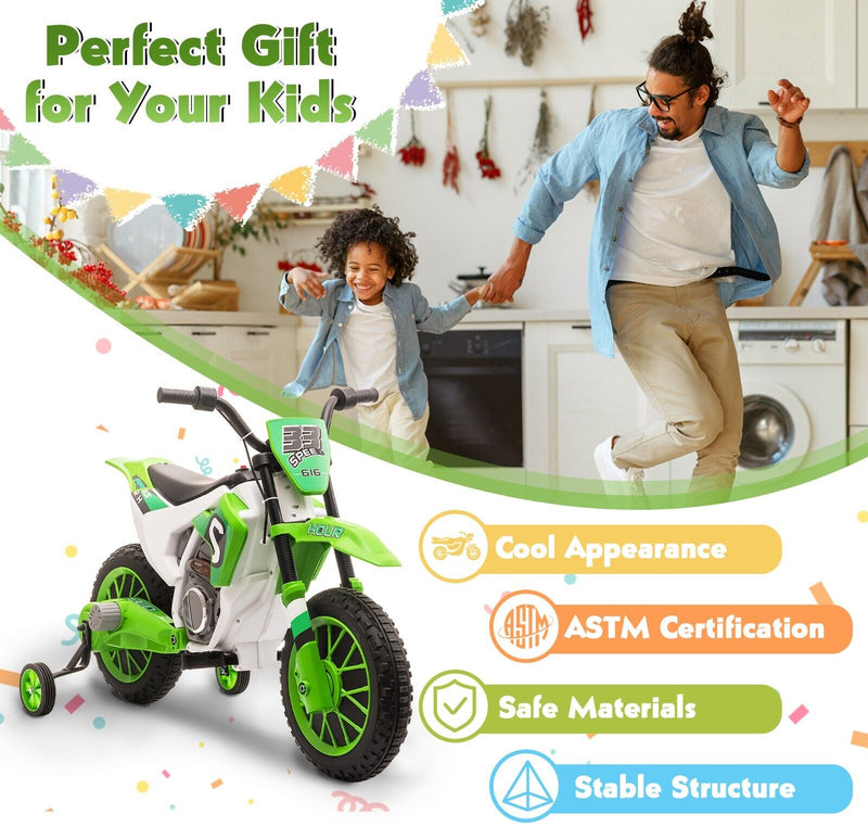 TOBBI Kids Electric Motorbike with Training Wheels - Fun and Safe Ride-On Vehicle